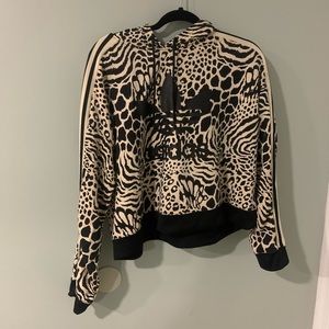 Cropped Adidas Trefoil safari print hoodie